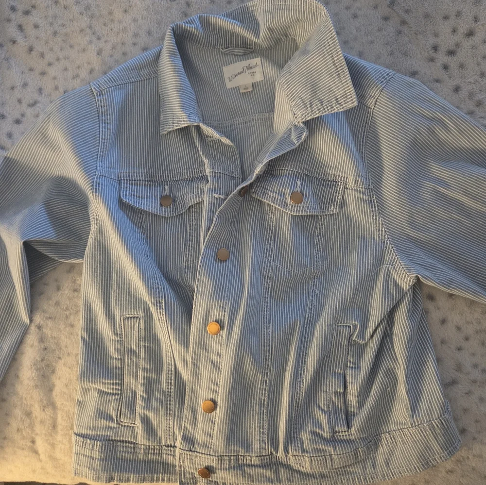 Universal Thread Light Blue Striped Jacket - Picture 1 of 3